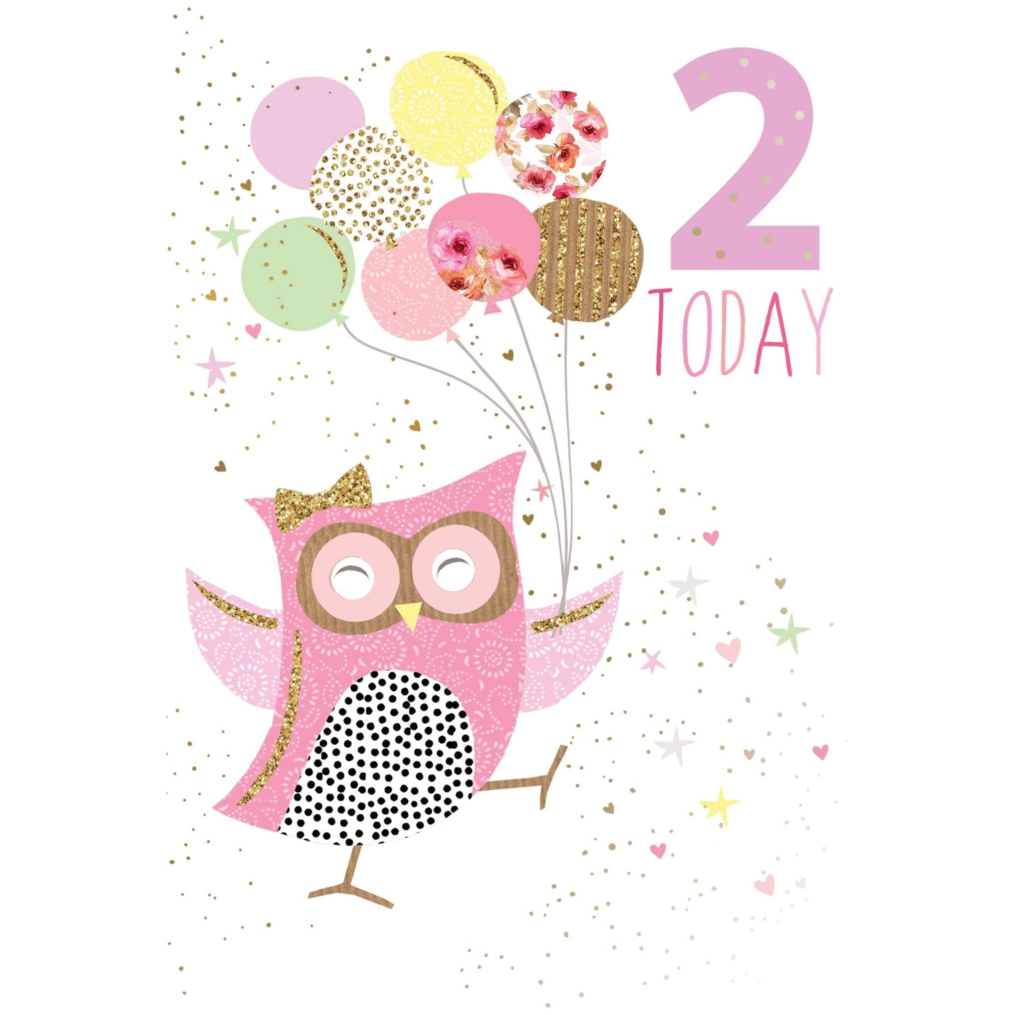 Elegant Sara Miller 2nd Owl birthday card from Pictura, featuring colorful owl illustrations on high-quality paper.